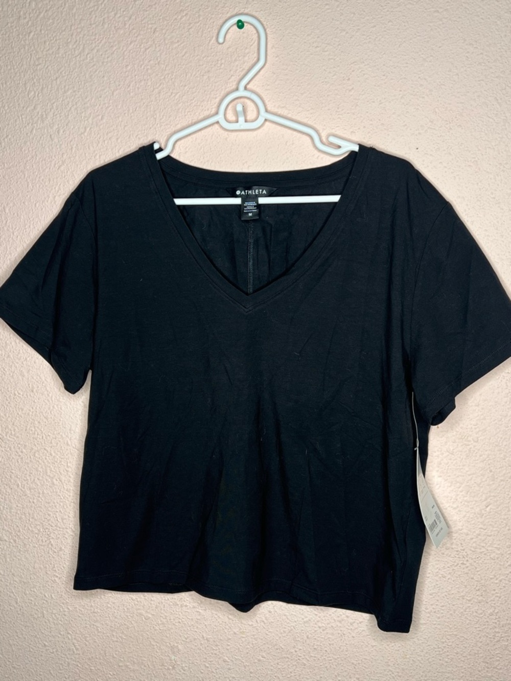 Athleta Black V-Neck Short Sleeve Tee